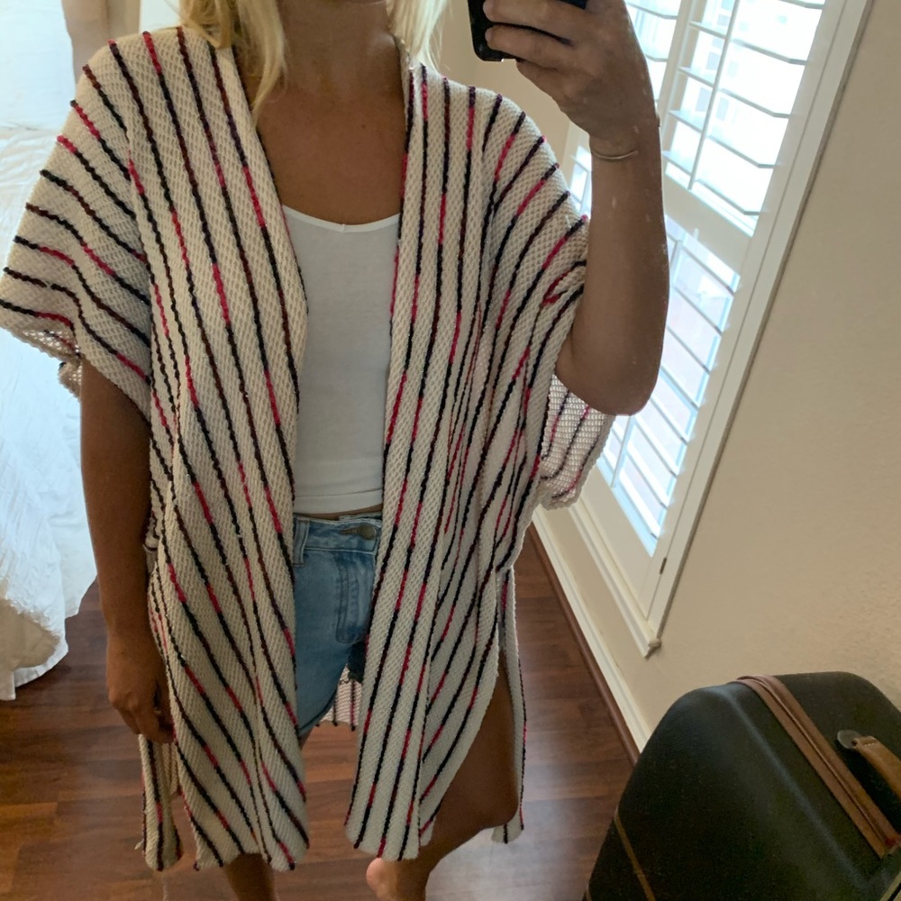 Woven Heart Multi-Color Poncho